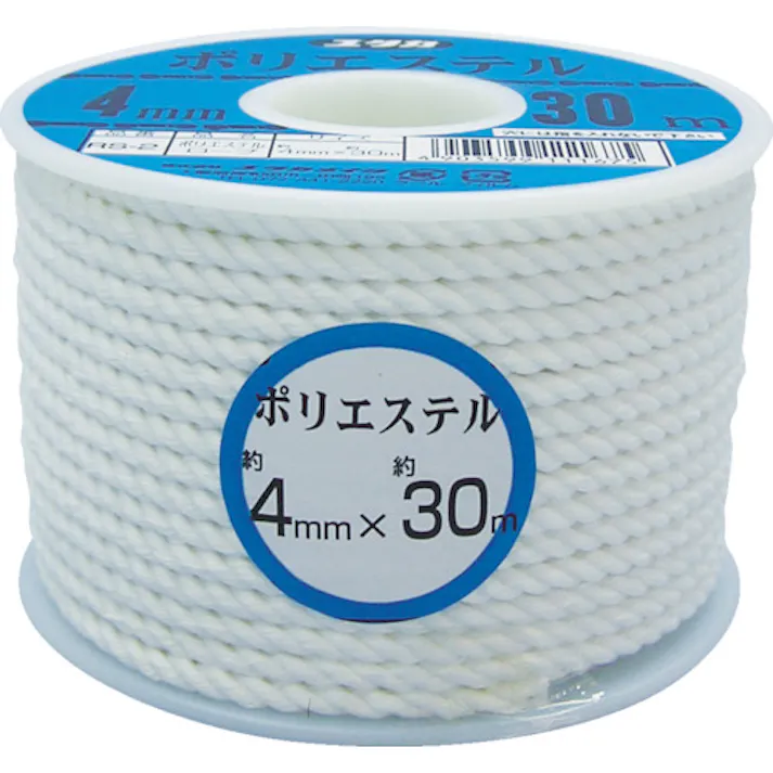 【CAINZ-DASH】ユタカメイク ロープ ポリエステルロープボビン巻 4mm×30m RS-2【別送品】