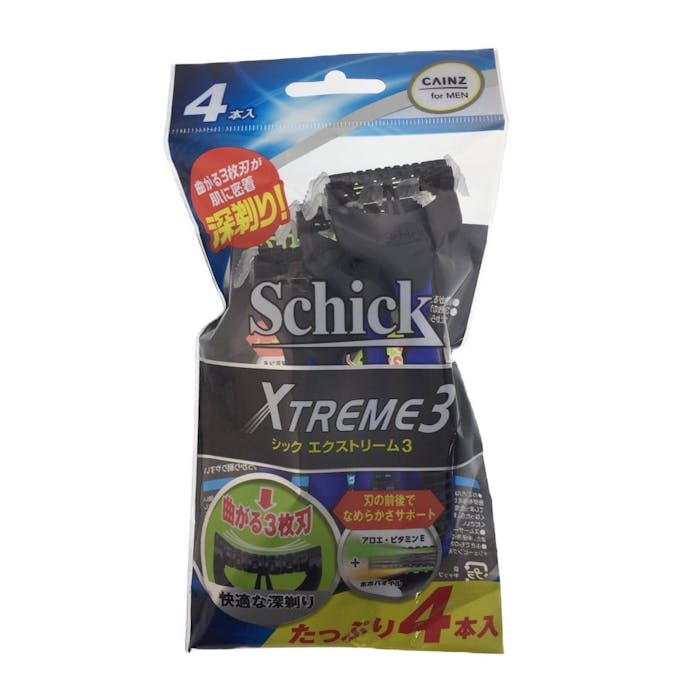 シック Schick×CAINZ エクストリーム3 使い捨てかみそり 3枚刃 4本入(販売終了)