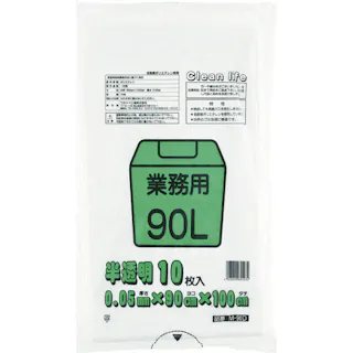 【CAINZ-DASH】ワタナベ工業 業務用ポリ袋90L 白半透明 (10枚入) M-90D【別送品】