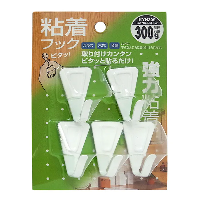 WAKI 粘着フック 三角 ホワイト KYH309 5個入