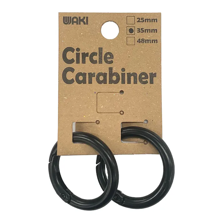 WAKI 丸型カラビナ ブラック WMK-041 35mm 2個