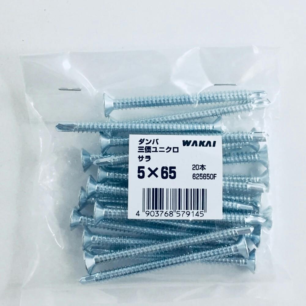 WAKAI ダンバ 三価ユニクロ サラ 5×65mm 20本入 袋入り | ねじ