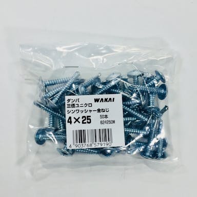 WAKAI ダンバ 三価ユニクロ シンワッシャー全ねじ 4×25mm 50本入 袋入り