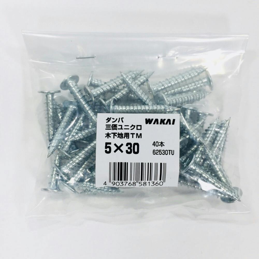 WAKAI ダンバ 三価ユニクロ 木下地用TM 5×30mm 40本入 袋入り