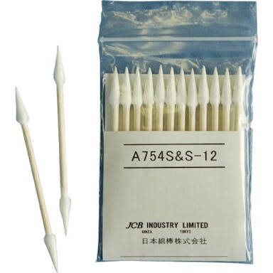 【CAINZ-DASH】日本綿棒 工業用綿棒Ａ７５４Ｓ－Ｓ－１２　（１２本入） A754S-S-12【別送品】