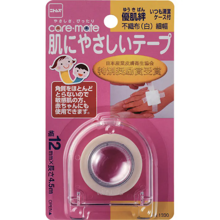 【CAINZ-DASH】ニトムズ サージカルテープ 優肌絆 不織布(白)細 幅12mm×4.5m N1330【別送品】