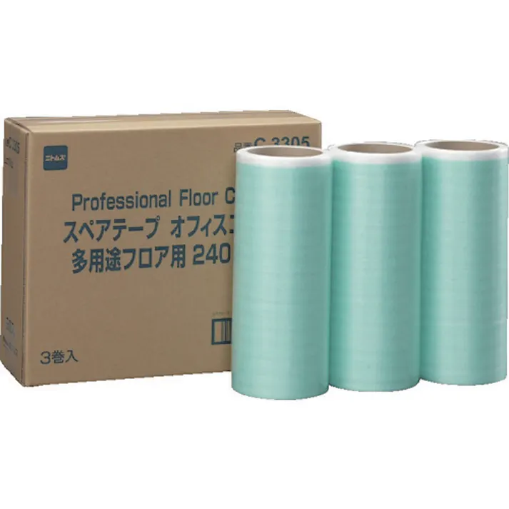 【CAINZ-DASH】ニトムズ オフィスコロコロ多用途フロア用スペアテープ 幅240mm (3巻入) C3305【別送品】