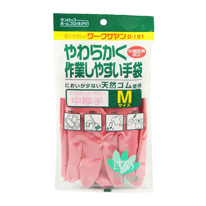 中厚手ゴム手袋 ワークサヤン M ピンク