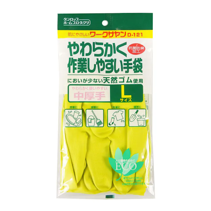 中厚手ゴム手袋 ワークサヤン グリーン L