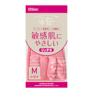 樹から生まれた手袋 天然ゴム リッチネ 中厚手 M ピンク