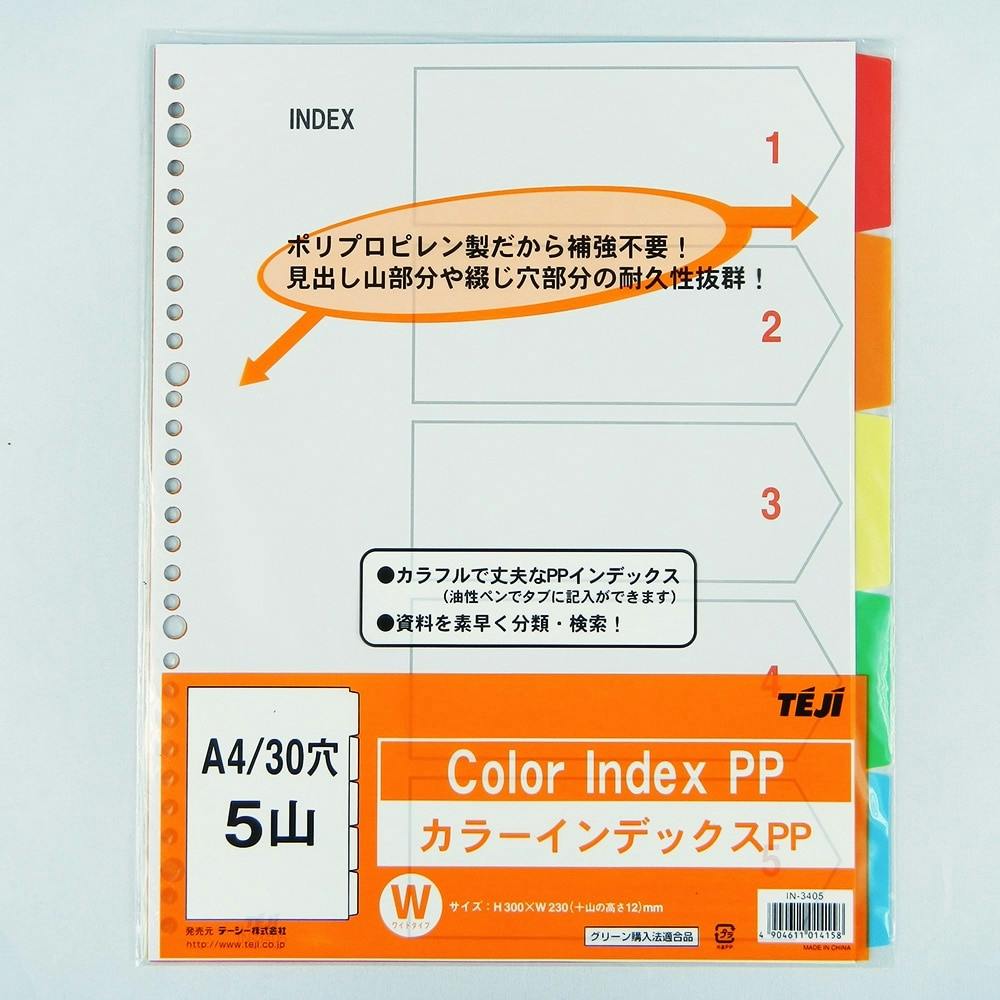 まとめ）テージー カラーインデックスPP A4S 2穴10山 IN-1410