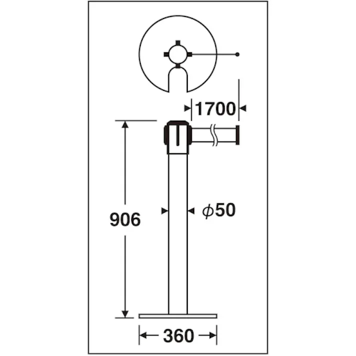 【CAINZ-DASH】テラモト ベルトパーテーションスタンドD(スチール)ベルト黒 SU-660-510-7【別送品】