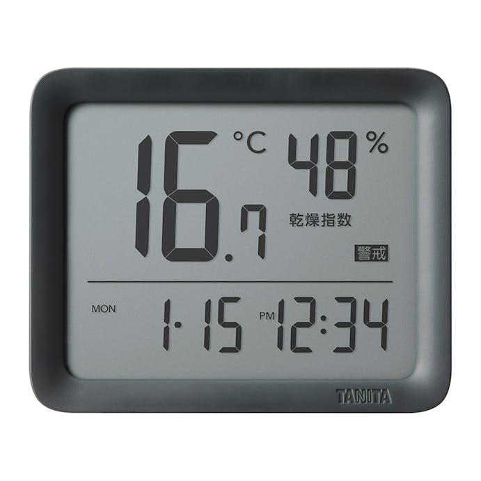 タニタ 温湿度計時計 ダークグレー TC421DG