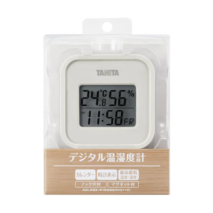 タニタ デジタル温湿度計 アイボリー TT-588-IV