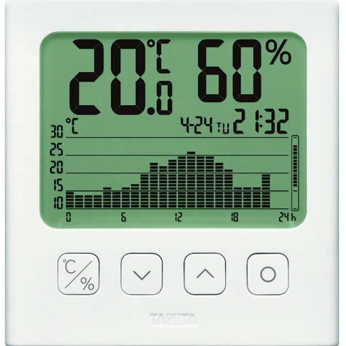 【CAINZ-DASH】タニタ グラフ付きデジタル温湿度計 白色 TT-581【別送品】
