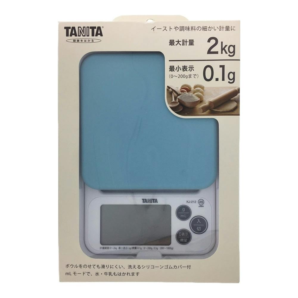 タニタ デジタルクッキングスケール KJ212 ブルー【2kg/0.1g単位】(販売終了)