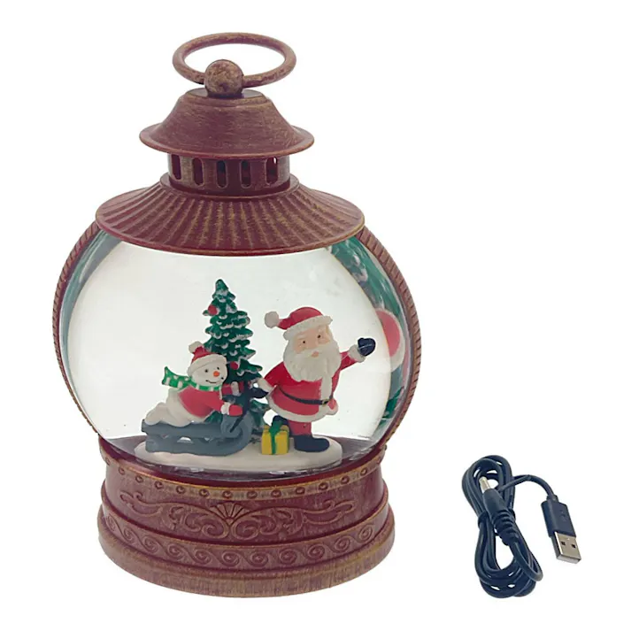 バブルLED ライト ランタン型 サンタ オルゴール付