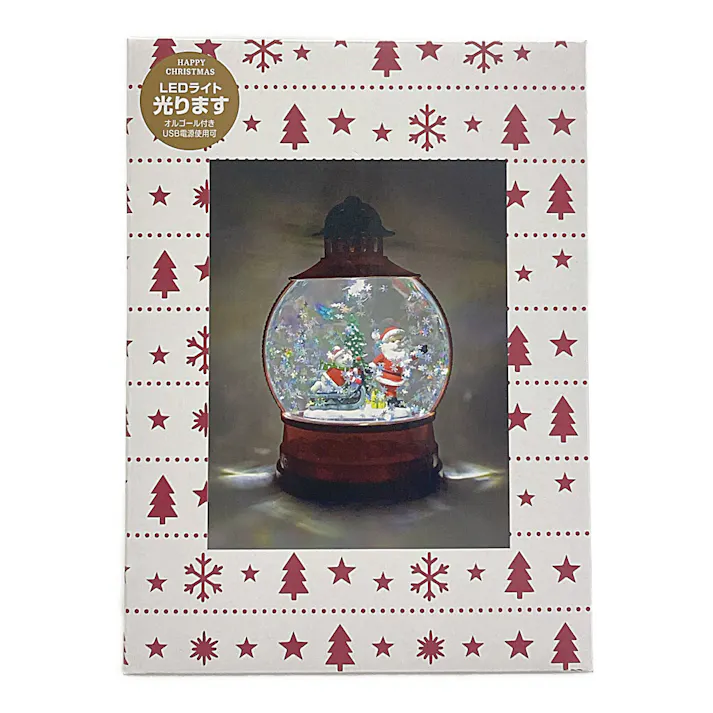 バブルLED ライト ランタン型 サンタ オルゴール付