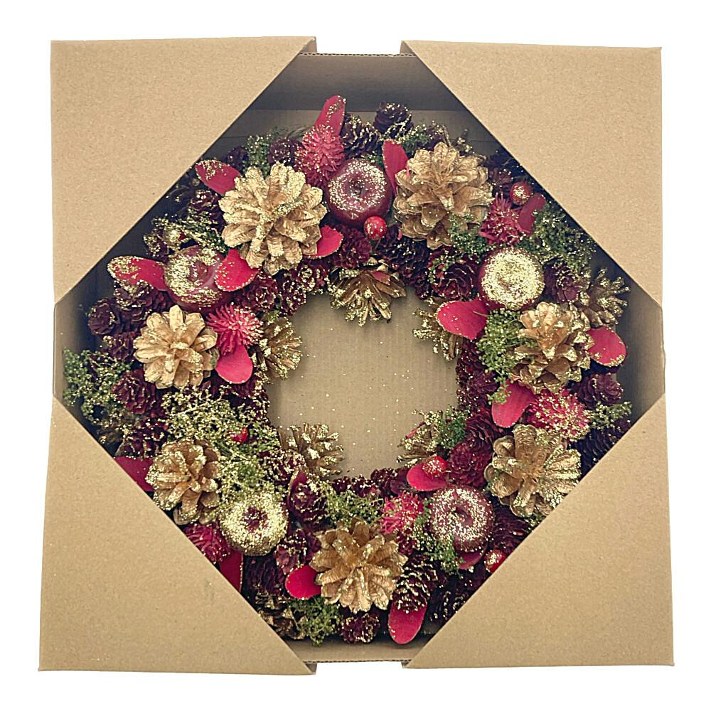 リース229(クリスマス) クリスマスフルリールワイヤータイ／リース-2