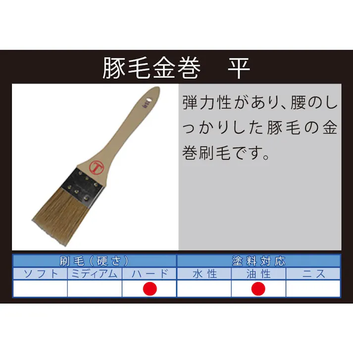 大塚刷毛製造 マルテー 豚毛金巻 平 白 15号