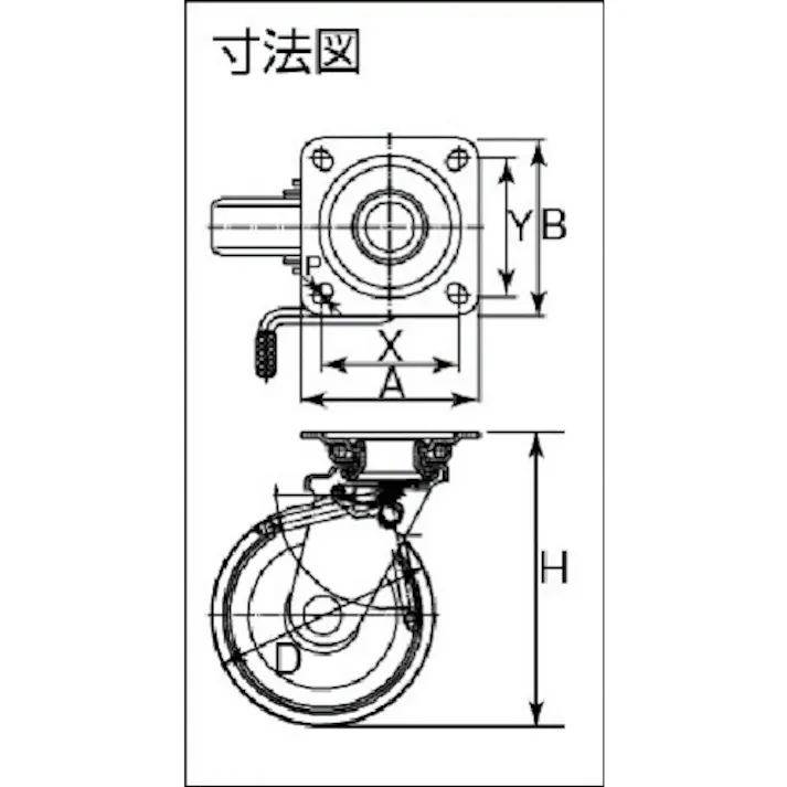 【CAINZ-DASH】イノアック車輪 中荷重用キャスター ログラン ストッパー・旋回金具付 Φ100 P-100WJS【別送品】