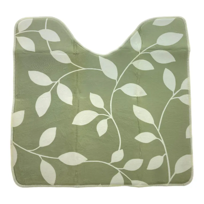 拭きだけ簡単お手入れ はっ水ふんわりトイレマット リーフ グリーン