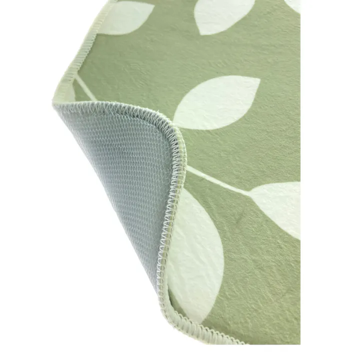 拭きだけ簡単お手入れ はっ水ふんわりトイレマット リーフ グリーン