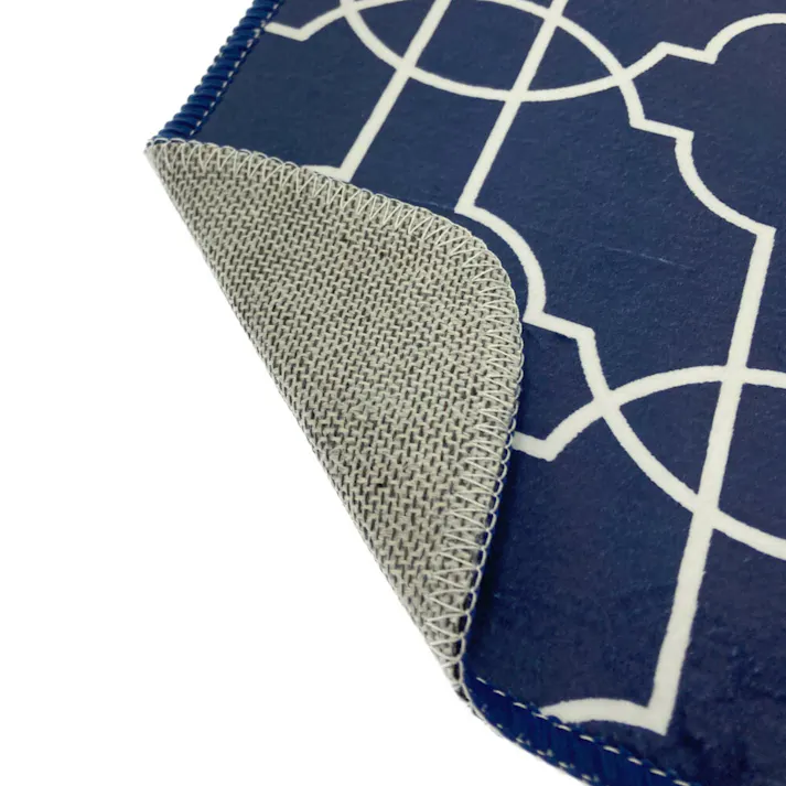 拭くだけ簡単お手入れ はっ水トイレマット モロッカン ネイビー