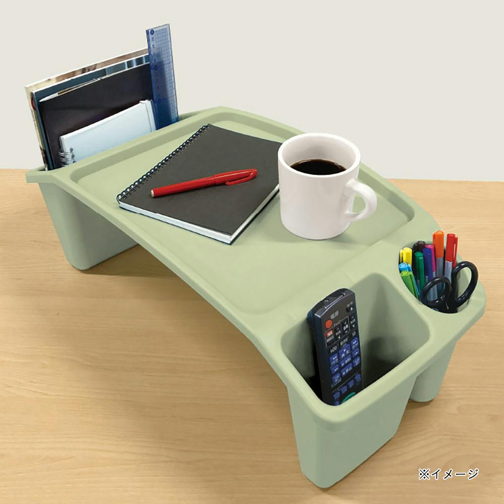 収納ポケット付きコンパクトテーブル グリーン | テーブル・机 通販