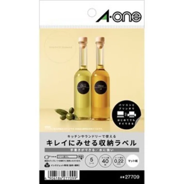 エーワン キレイにみせる収納ラベル 水に強い マット紙 8面 丸型 はがきサイズ