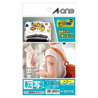 A-one エーワン 転写シール 透明タイプ はがきサイズ ノーカット