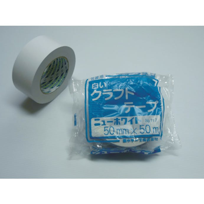 【CAINZ-DASH】菊水テープ クラフトテープ　ニューホワイト　５０ｍｍ×５０ｍ 117-50【別送品】