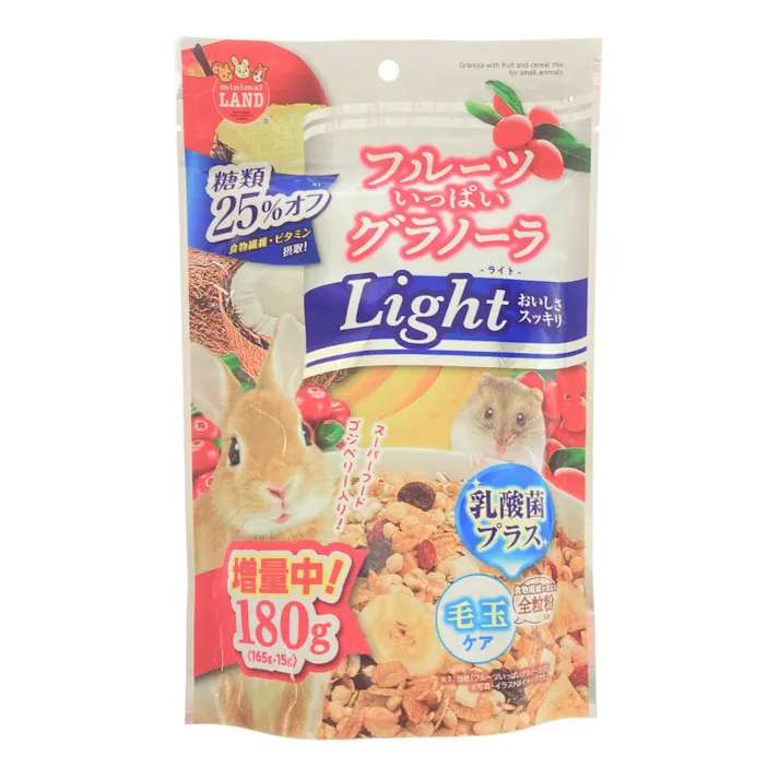 マルカン ミニマルランド フルーツいっぱいグラノーラ ライト 乳酸菌プラス 毛玉ケア 165g+15g