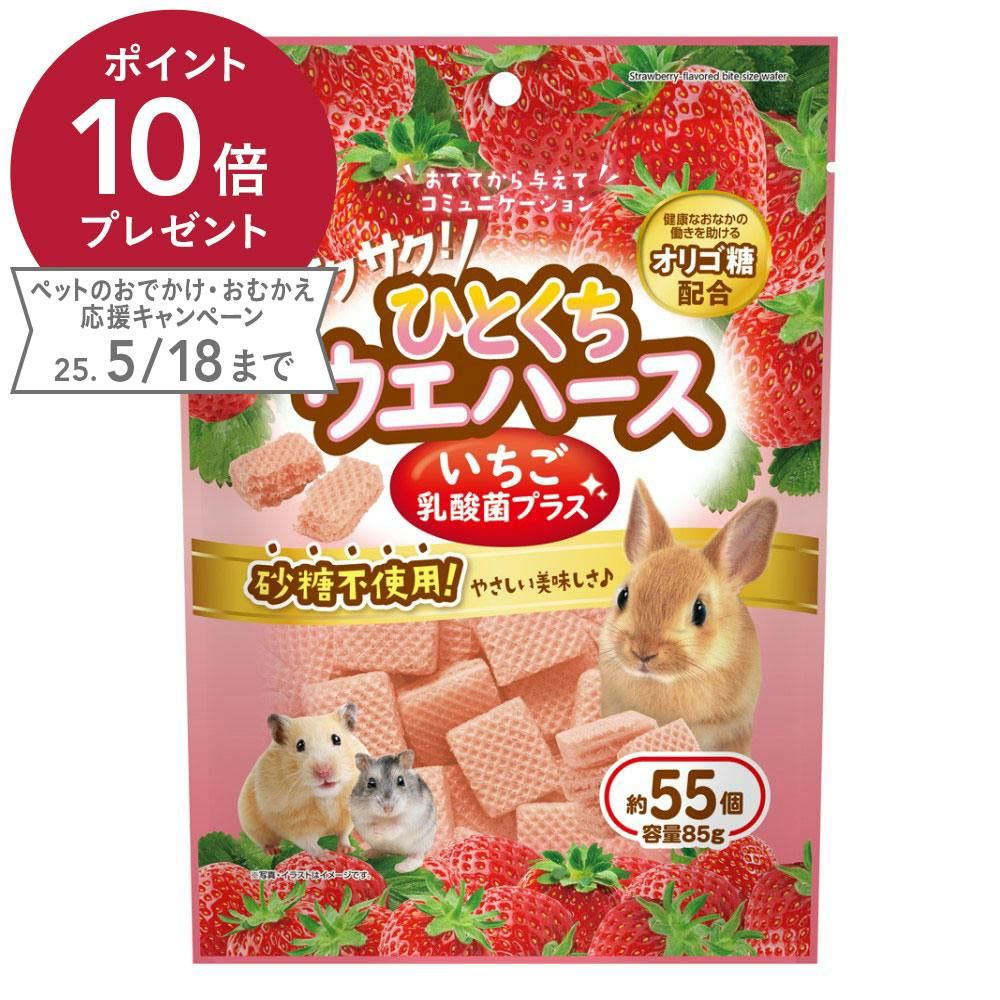 サクサク!ひとくちウエハース いちご 乳酸菌プラス 砂糖不使用 85g 小動物用フード サクサク!ひとくちウエハース いちご 乳酸菌プラス 砂糖不使用 85g 小動物用フード