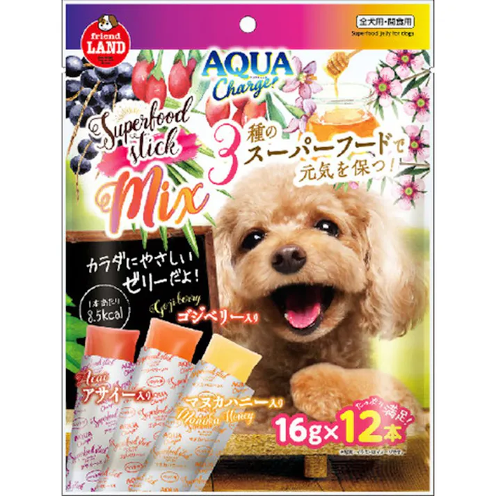 マルカン アクアチャージ 3種のスーパーフードスティックMIX 全犬用・間食用 16g×12本