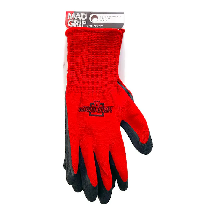 背抜き手袋 マッドグリップ レッド M 1P