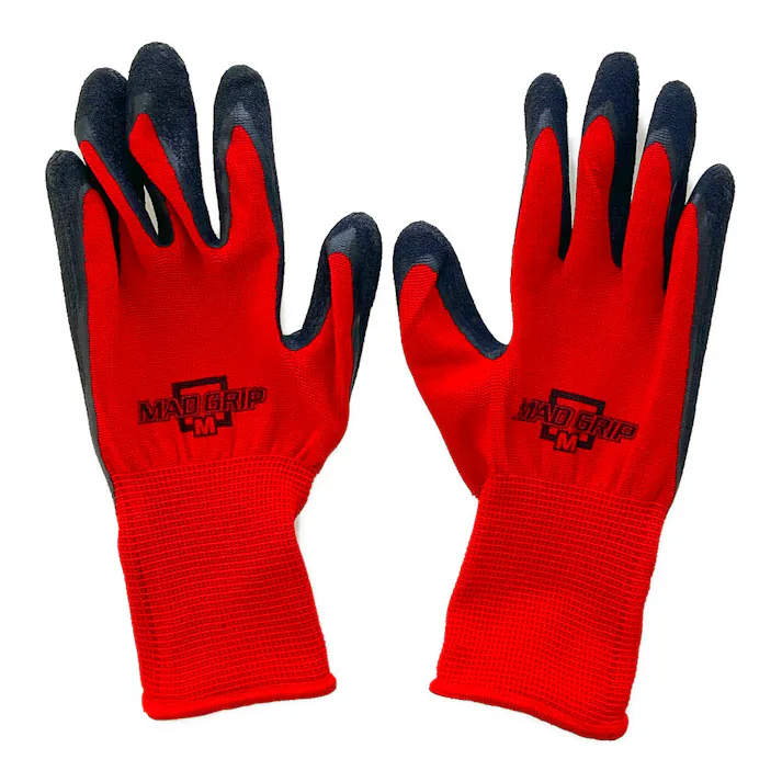 背抜き手袋 マッドグリップ レッド M 1P