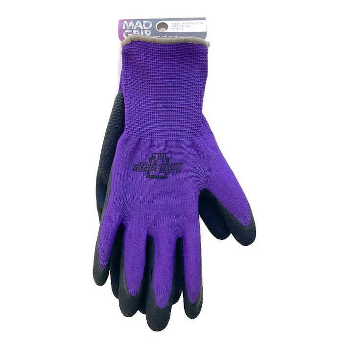 背抜き手袋 マッドグリップ パープル LL 1P
