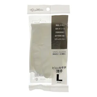 ビニール手袋 薄手 1双組 ホワイト L 2150W-L