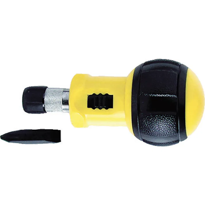 【CAINZ-DASH】新亀製作所 ラチェット式ドライバー スタビーラチェットクッションハンドル 刃先両頭+No.2-6 193【別送品】