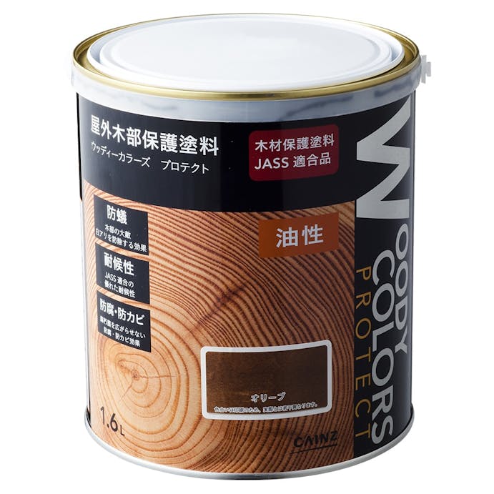 屋外木部保護塗料 ウッディーカラーズ プロテクト オリーブ 1.6L(販売終了)