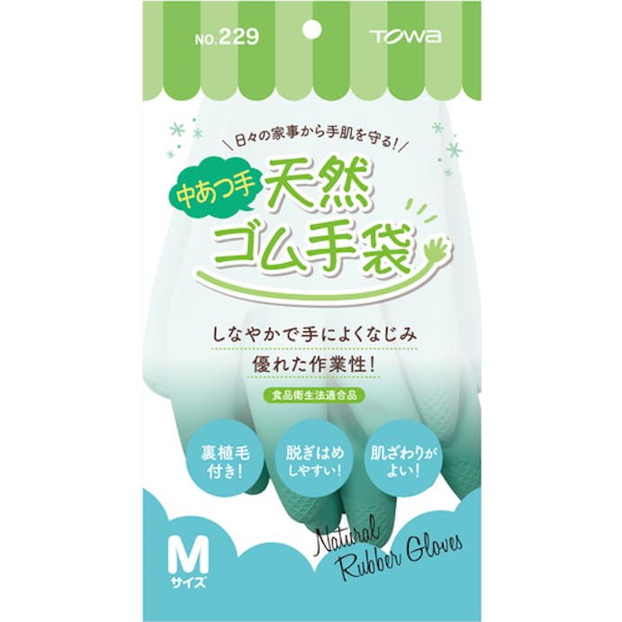 【CAINZ-DASH】東和コーポレーション 天然ゴム手袋　天然ゴム中あつ手　グリーン　Ｍ 229-M【別送品】