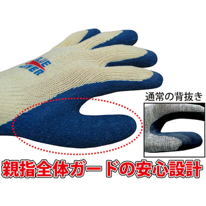 【CAINZ-DASH】東和コーポレーション 天然ゴム背抜き手袋 ブルーライナー S 300-S【別送品】