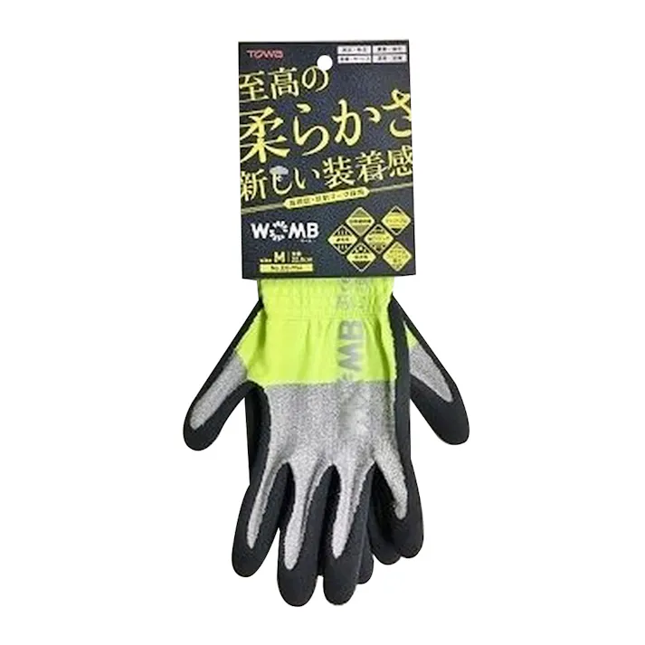 TOWA 天然ゴム背抜き手袋 WOMB-MF2 Mサイズ 高視認