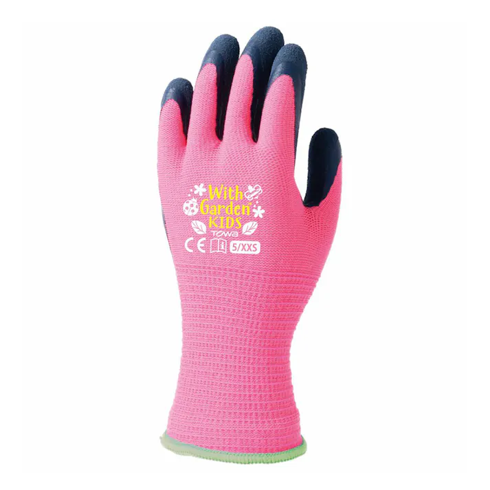 トワロン 天然ゴム背抜き手袋 ウィズガーデンキッズ ローズピンク XXS W381 1双