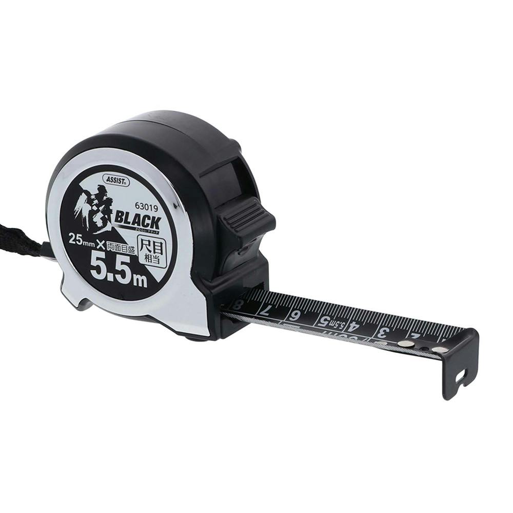 侍BLACK 超コンパクトコンベックス 尺目25×5.5m 黒 806063019