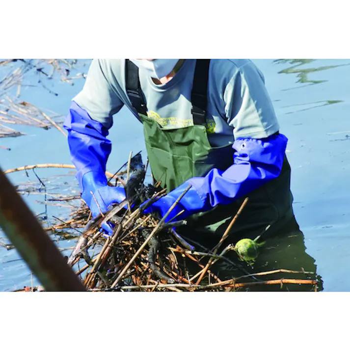 【CAINZ-DASH】富士手袋工業 ナイロン胴付水中長靴モスグリーン 2076-3L【別送品】