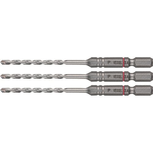 ベッセル 磁器タイル用ドリル APD 3本組 ドリル径:3.4mm 有効長:45mm APD3S-3.4 コンクリートドリル(6.35六角軸) ベッセル 磁器タイル用ドリル APD 3本組 ドリル径:3.4mm 有効長:45mm APD3S-3.4 コンクリートドリル(6.35六角軸)