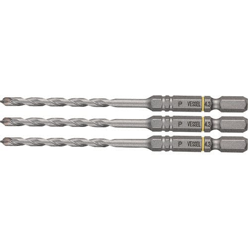 ベッセル 磁器タイル用ドリル APD 3本組 ドリル径:4.3mm 有効長:50mm APD3S-4.3 コンクリートドリル(6.35六角軸) ベッセル 磁器タイル用ドリル APD 3本組 ドリル径:4.3mm 有効長:50mm APD3S-4.3 コンクリートドリル(6.35六角軸)