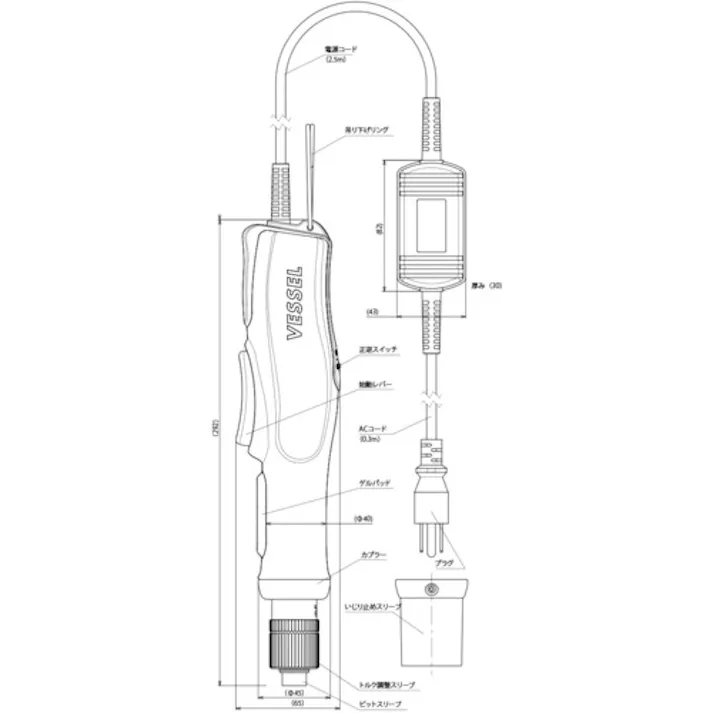 【CAINZ-DASH】ベッセル 電動ドライバー VE-6000R レバー式 出力トルク:1.6~4.5N・m VE-6000R【別送品】
